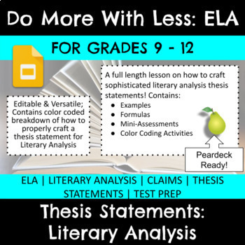 Preview of Literary Analysis Thesis Statements | Essay | Test Prep | ELA Writing