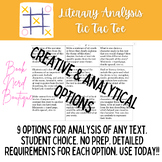 Literary Analysis Tic Tac Toe - Use with Any Novel in Midd