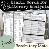 Literary Analysis Vocabulary Words to Describe Mood, Tone,