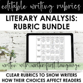 Literary Analysis Writing Rubrics BUNDLE: 6 Editable CCSS 