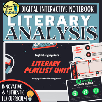 Preview of Literary Analysis for ANY Novel: Literary Playlist PBL w/ ANY bookstore!