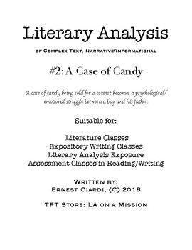 Preview of Literary Analysis of Complex Text, #2: A Case of Candy