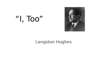 Preview of Literary Analysis of "I, Too," Langston Hughes