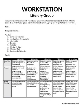 Preview of Literary Centers in Spanish - Workstations