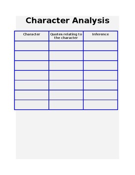 literature character type grid