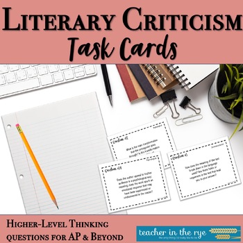 Preview of Literary Criticism Task Cards - Critical Approaches for Writers HS+