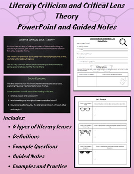 Preview of Literary Criticism and Critical Lens Theory PowerPoint and Guided Notes