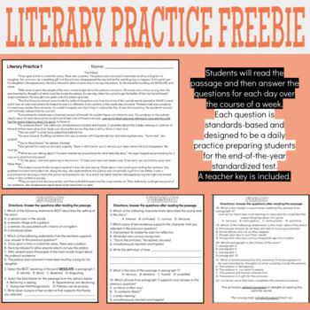 Preview of Literary Daily Test Prep Practice Week 1 FREEBIE 