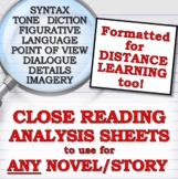 Close Reading and Analysis Worksheet BUNDLE for ANY Novel/Story