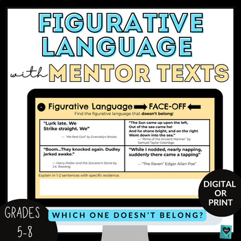 Preview of Literary Device Figurative Language Digital Review Activity Worksheet 6th 7th