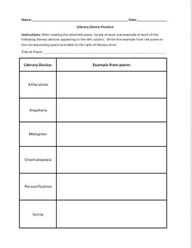 Preview of Literary Device Graphic Organizer