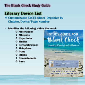 Preview of Literary Device List- Blank Check Study Guide