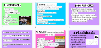 Preview of Literary Device Notes - Introductory Figurative Language for Middle School