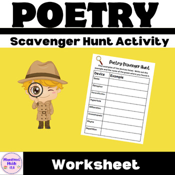 Preview of Literary Device Scavenger Hunt activity, Poetry