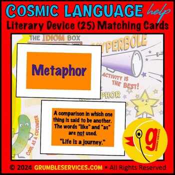 Preview of Literary Devices 25 Matching Cards: Exploring Figurative Language • Writing help