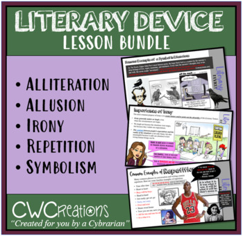 Preview of Literary Devices Bundle: Allusion, Alliteration, Irony, Repetition and Symbolism