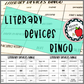 Preview of Literary Devices BINGO (30 cards, 25 terms, ready to print, great for subs)