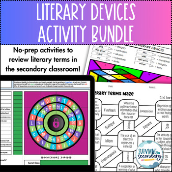 Preview of Literary Devices BUNDLE - No-Prep Review Activities for Secondary ELA Test Prep