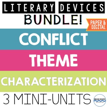 Preview of Literary Devices Mini-Unit Bundle:  Theme, Conflict and Characterization Lessons
