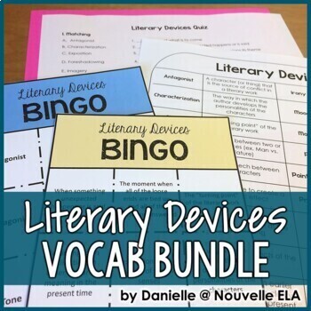 Preview of Literary Devices and Terms Bundle: Vocabulary List, BINGO, and Quiz