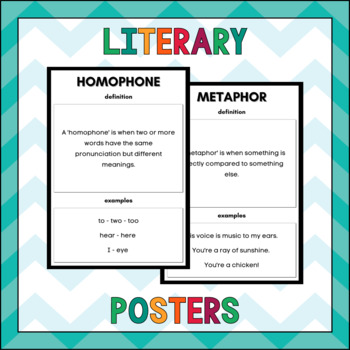 Preview of Literary Devices - Class Posters - Room Decor