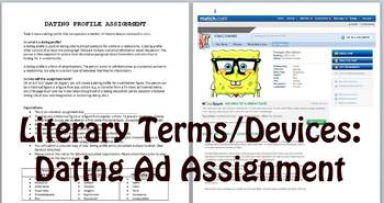 Preview of Literary Terms/Devices Review: Dating Ad Assignment