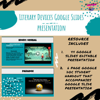 Preview of Literary Devices Google Slides Presentation with Student Handout