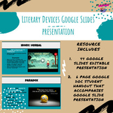 Literary Devices Google Slides Presentation with Student Handout