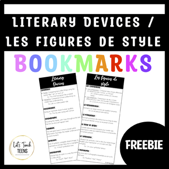 Preview of Literary Devices / Les figures de style Student Bookmark [ENGLISH and FRENCH]