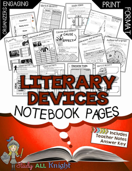 Preview of Literary Devices Notebook Pages