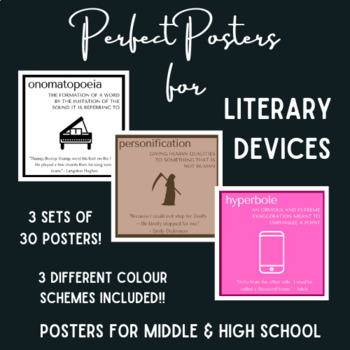 Preview of Literary Devices Posters, Unique & Modern Literary Terms Posters, High School