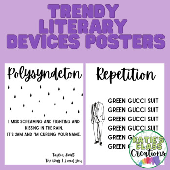 arm Beperkt Onbevreesd Literary Devices Posters w/ Trendy Music Lyrics by Katie's Class Creations