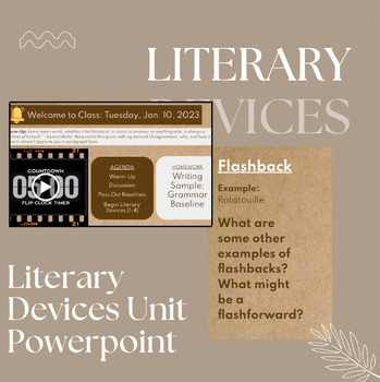Preview of Literary Devices Powerpoint- 1 Week of Bell-Ringers, In-Class Activities, & More
