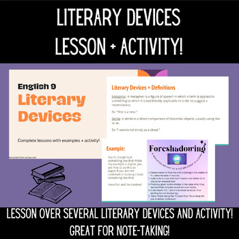 Preview of Literary Devices Presentation with Activity