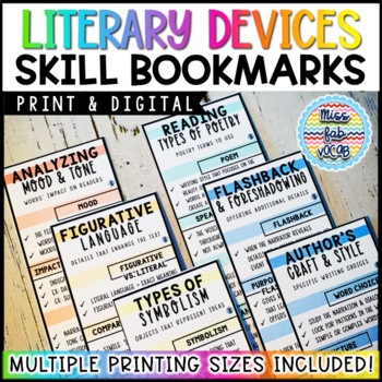Literary Devices Skill Bookmarks by Miss Fab Vocab | TpT