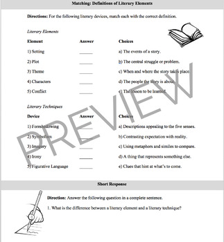 Literary Devices & Techniques Matching Worksheet by Happy Teacher Resources