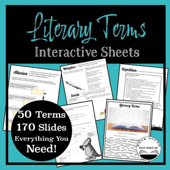 Preview of Literary Devices & Terms Interactive Sheets (40 Weeks Worth!)