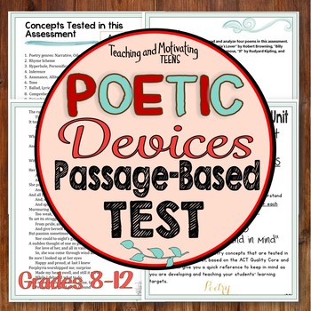 Preview of Literary Devices Test | Poetry Assessment 