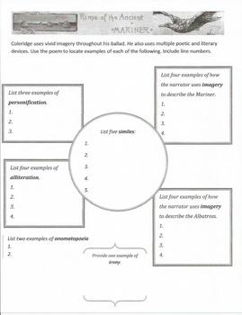 Preview of Literary Devices Worksheet Rime of the Ancient Mariner