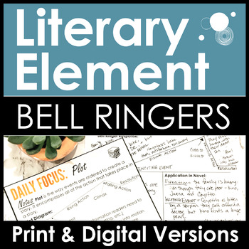 Preview of Literary Element Bell Ringers, Any Book, 2 Weeks Literary Devices in High School