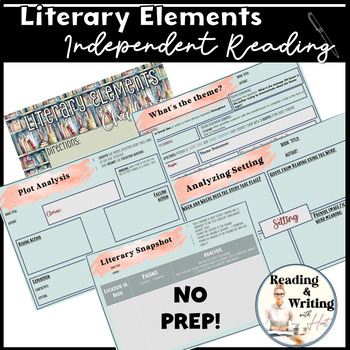 Preview of Literary Element Practice - ANY Novel Study DIGITAL Resource