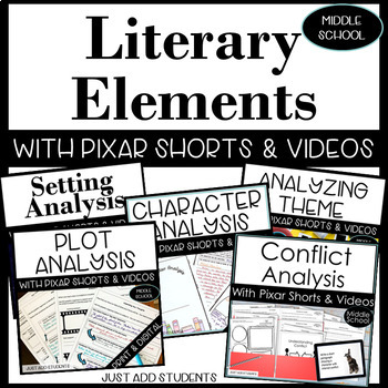 Preview of Literary Analysis Elements Activities using Pixar Shorts Videos or Commercials