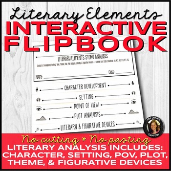 Preview of Literary Elements Analysis Interactive Notebook Flipbook for Any Novel