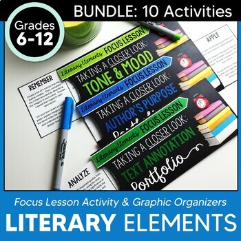 Preview of Literary Elements Bundle | 10 Focus Lessons & Activities for ANY Novel