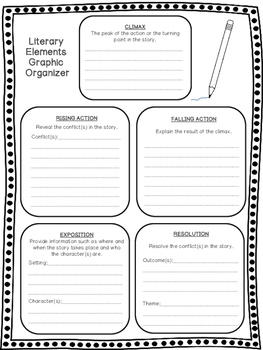 Preview of Literary Elements Graphic Organizer and Narrative Outline Checklist