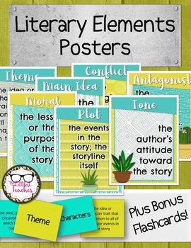 Literary Elements Posters & Flashcards Tribal Cactus Theme | TpT