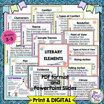 Literary Elements Posters & Story Elements Flip Book BUNDLE - Distance ...