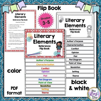 Literary Elements Posters & Story Elements Flip Book BUNDLE - Distance ...