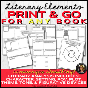 Preview of Literary Elements Print & Go for ANY Book or Story
