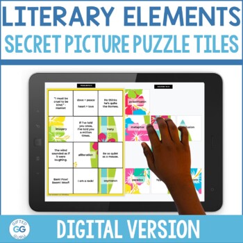 Preview of Literary Elements Secret Picture Tiles Digital Activity